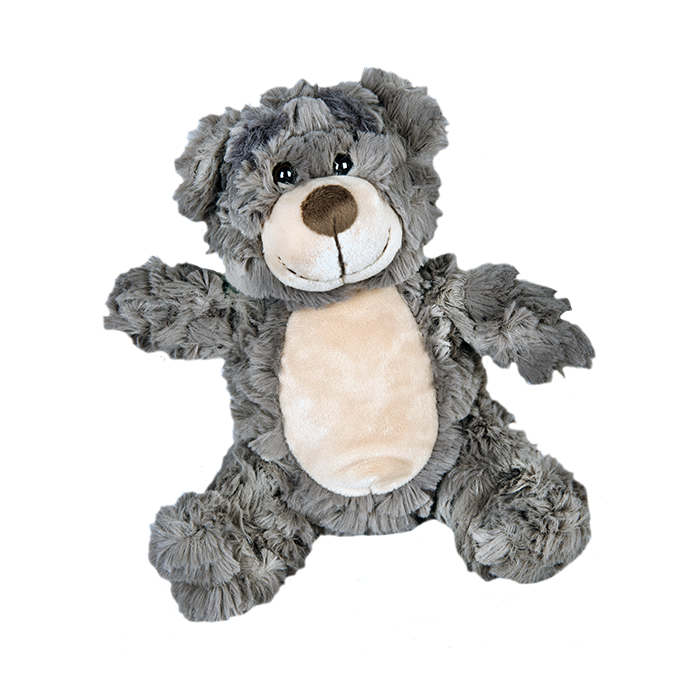 old cuddly teddy bear with soft gray fur