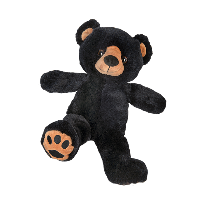 Soft black teddy bear with fur silky to the touch