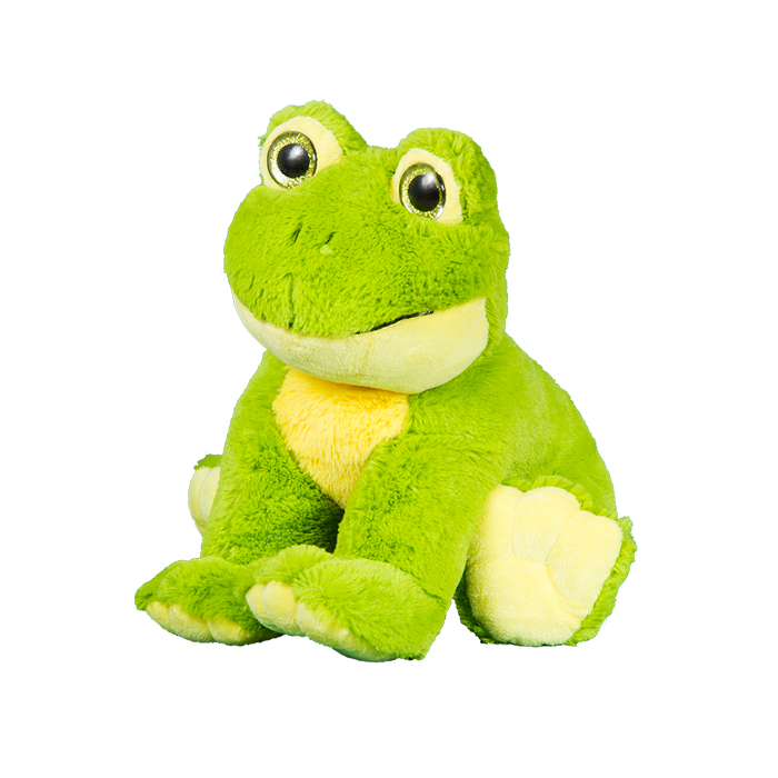Cute green frog with sparkly green eyes