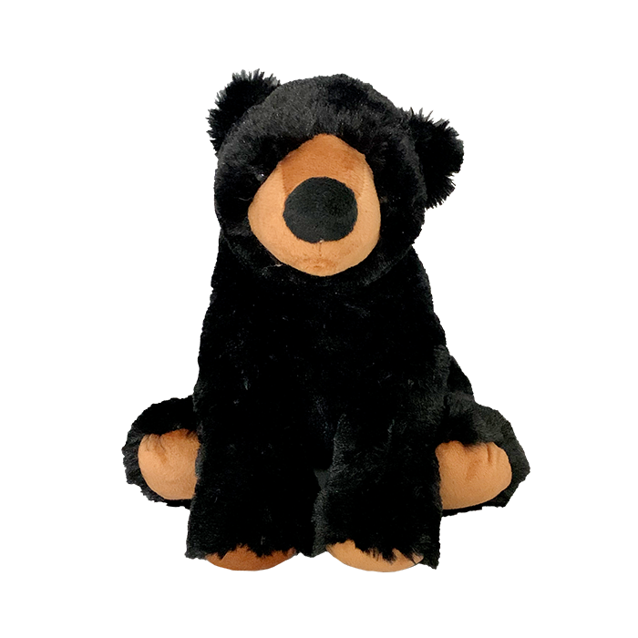 Cute black teddy bear toy with light brown accents