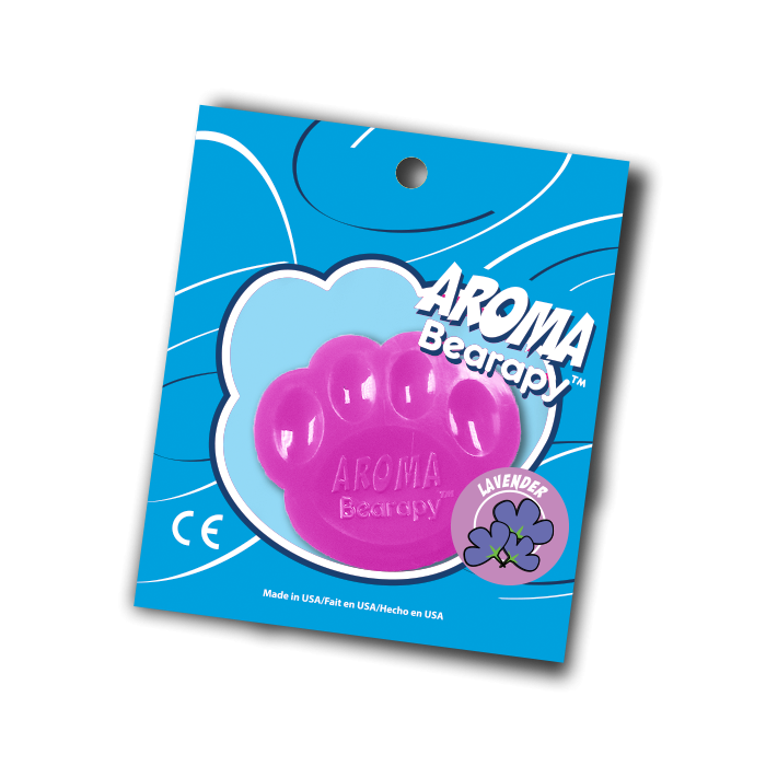 Scented aroma insert in the shape of a bear paw in pink color in packaging