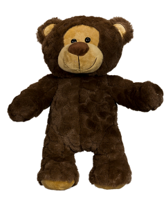 Cuddy brown teddy bear with fur pattern full of hearts