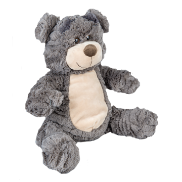 old cuddly teddy bear with soft gray fur