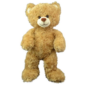 Cutie teddy bear with soft curly fur in light brown color scheme