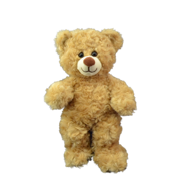 Cutie teddy bear with soft curly fur in light brown color scheme