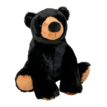 Cute black teddy bear toy with light brown accents