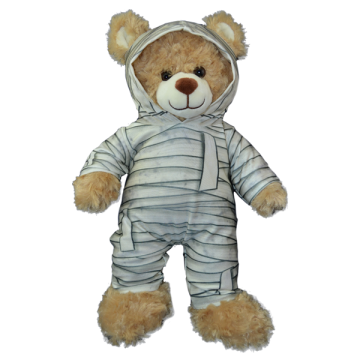Mummy printed morph suit on a brown bear