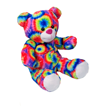 Teddy bear with colorful radial pattern