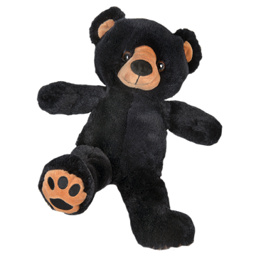 Soft black teddy bear with fur silky to the touch