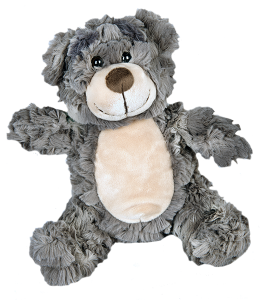 old cuddly teddy bear with soft gray fur