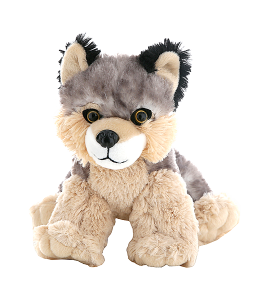 Quality wolf with soft fabric and long fur accents