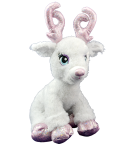 Soft fluffy white reindeer with metallic details