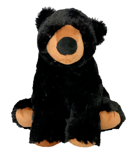 Cute black teddy bear toy with light brown accents