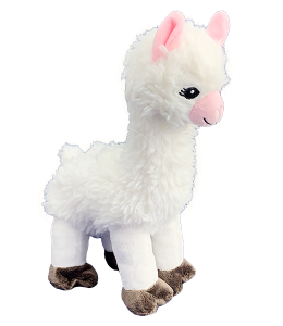 adorable llama with white fur and pink elements