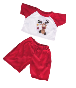 PJ's with red pants and white/red raglan T-shirt with a cute deer print on front