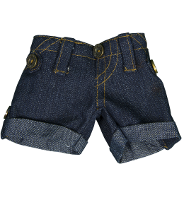 Dark denim shorts with gold stitching