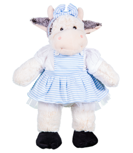 Blue "Pinstripe Pinafore" w/bow headband (16")