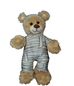 Mummy printed morph suit on a brown bear