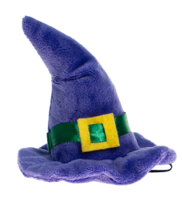 Stuffer purple witch hat with a gold accent