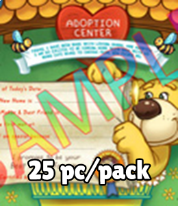 Cute graphics of colorful adoption certificate for a plush toy