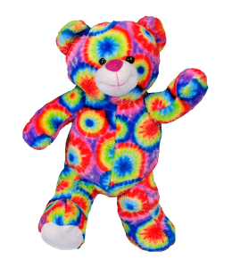 Teddy ear with colorful radial pattern