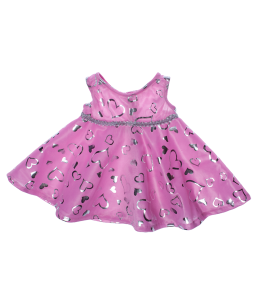 Cute pink dress with silver hearts all over it