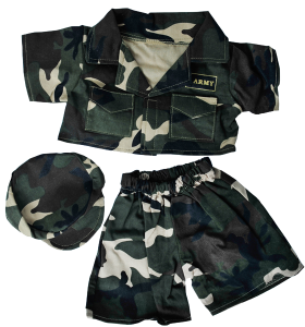 Army camouflage outfit with hat