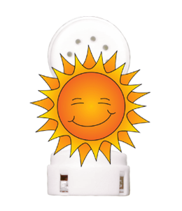 white sound module with sunshine graphic