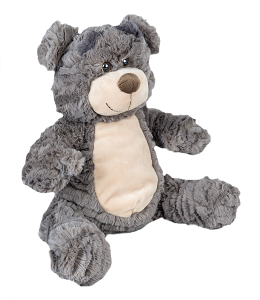 old cuddly teddy bear with soft gray fur