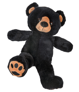 Soft black teddy bear with fur silky to the touch