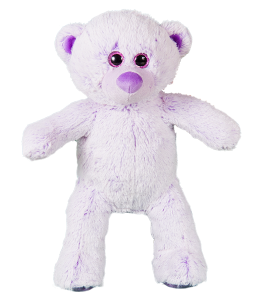 Awesome cuddly lavender colored teddy bear with purple sparkly eyes
