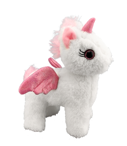 Cute Pegasus with sparkly pink eyes and wings