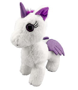 Cute pegasus with sparkly purple eyes and wings
