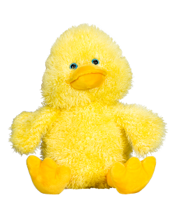 Cute yellow duck with blue eyes