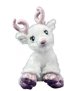 Soft fluffy white reindeer with metallic details