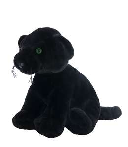 Panther with super soft jet black fur and striking bright green eyes