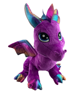 Cute Purple dragon with metallic accents and huge blue eyes