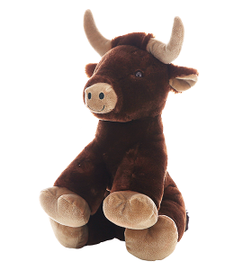 Soft dark brown bull with light brown accents