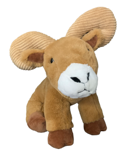 Cute, soft ram in light brown with textured horns