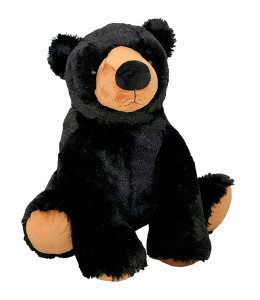 Cute black teddy bear toy with light brown accents