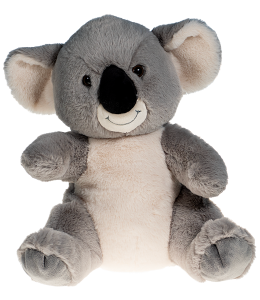 Adorable grey koala teddy bear with a smile and a cutesy black nose