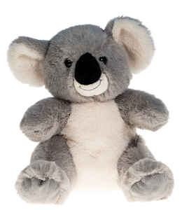 Adorable grey koala teddy bear with a smile and a cutesy black nose