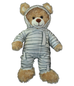 Mummy printed morph suit on a brown bear