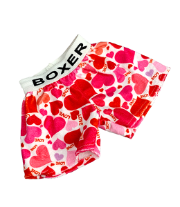 Boxer shorts with whole lotta red and pink hearts