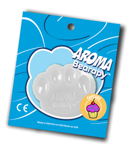 Scented aroma insert in the shape of a bear paw in white color in packaging
