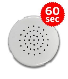 white recordable module with 60 sec in bright red circle