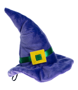 Stuffer purple witch hat with a gold accent