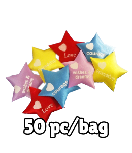 colorful star inserts with various words printed on them