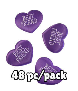 Purple hearts with Best Friend printed on them