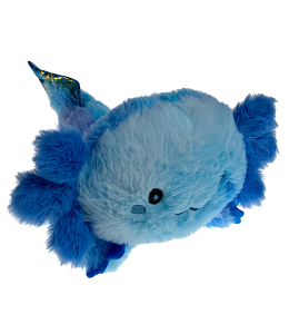 cute blue axolotl with metallic accents on tail
